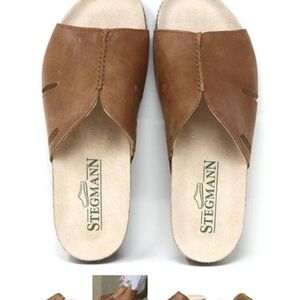 Stegmann Brown Leather Sandals with Cushioned Footbed